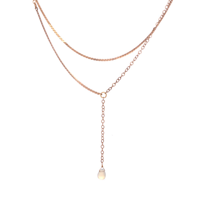 Hailey Gerrits AYANA Layered Chain Necklace with OPAL Pendant SS22