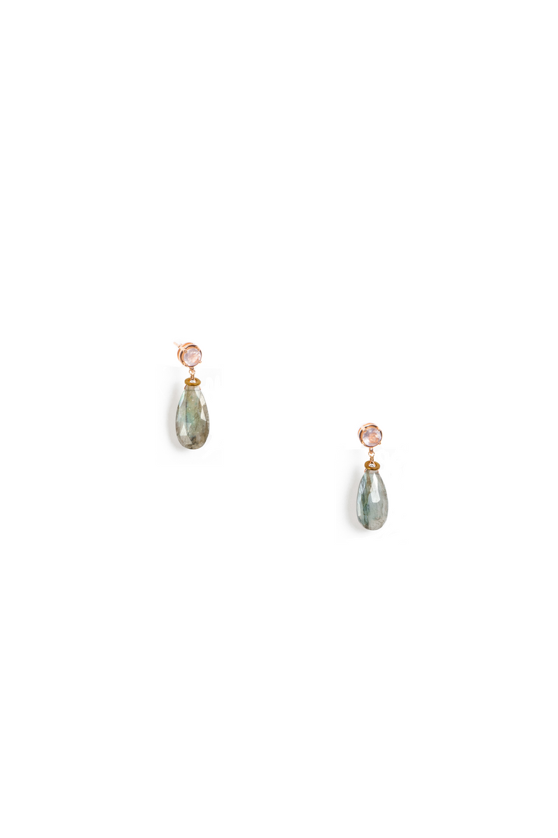 Selene Labradorite and Rose Quartz Earrings