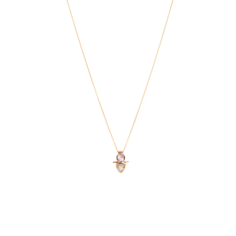 Thistle Labradorite and Rose Quartz Necklace